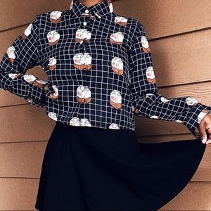 Cropped Grid Longsleeve